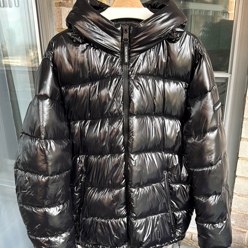 Calvin Klein Black Quilted Puffer Jacket with Hood